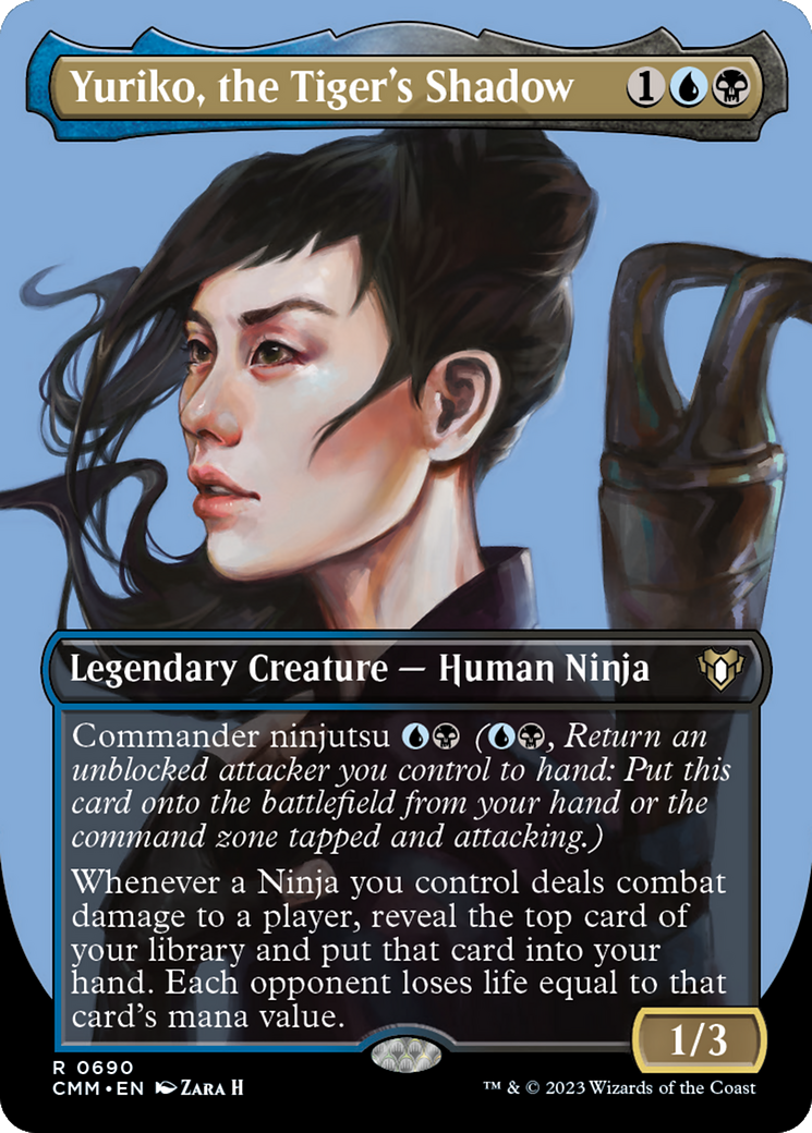 Yuriko, the Tiger's Shadow (Borderless Profile) [Commander Masters] | Cards and Coasters CA