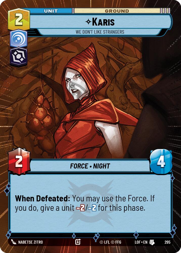 Karis - We Don't Like Strangers (295) (Hyperspace) (295) [Legends of the Force] | Cards and Coasters CA