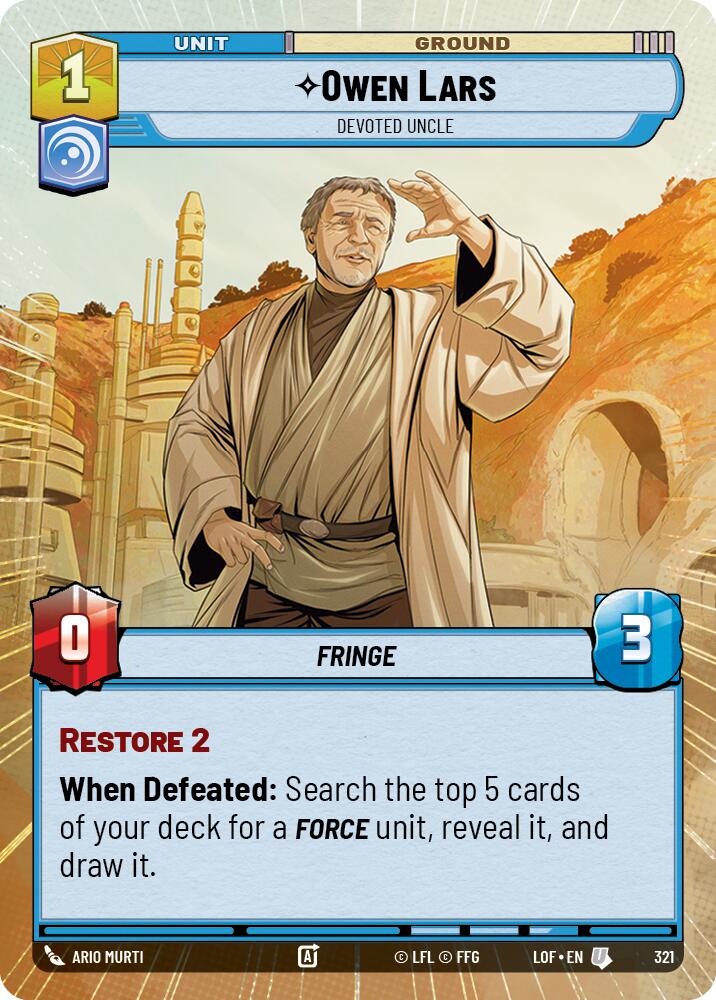 Owen Lars - Devoted Uncle (321) (Hyperspace) (321) [Legends of the Force] | Cards and Coasters CA