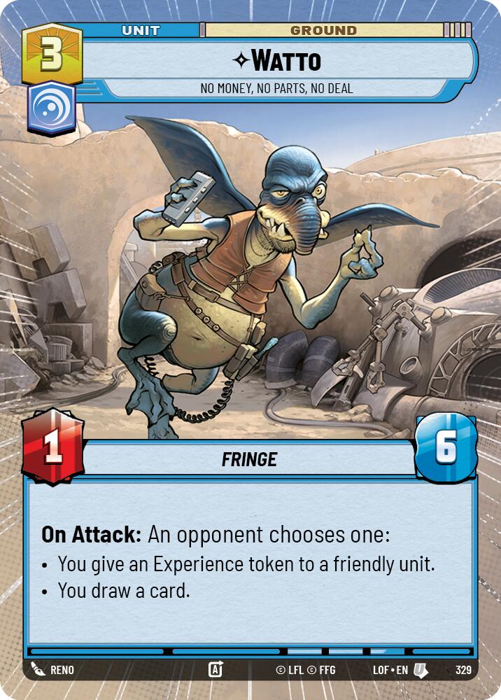 Watto - No Money, No Parts, No Deal (329) (Hyperspace) (329) [Legends of the Force] | Cards and Coasters CA