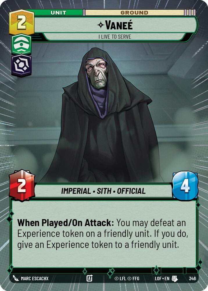 Vanee - I Live to Serve (346) (Hyperspace) (346) [Legends of the Force] | Cards and Coasters CA
