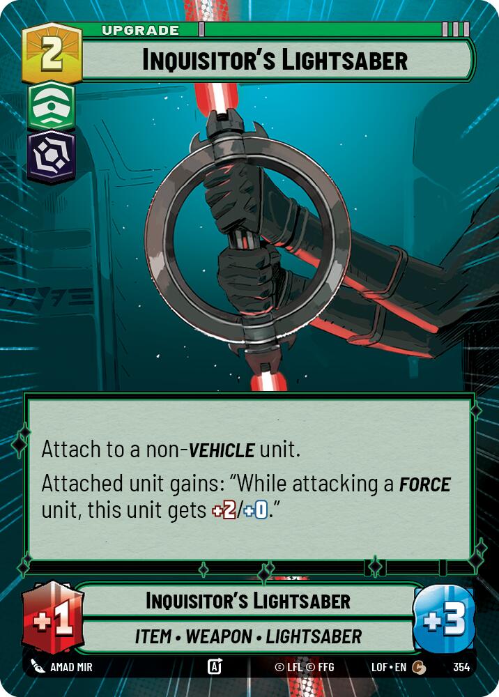 Inquisitor's Lightsaber (354) (Hyperspace) (354) [Legends of the Force] | Cards and Coasters CA