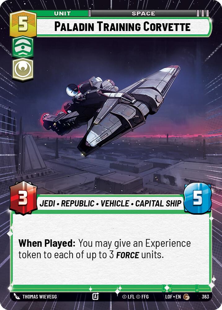 Paladin Training Corvette (363) (Hyperspace) (363) [Legends of the Force] | Cards and Coasters CA