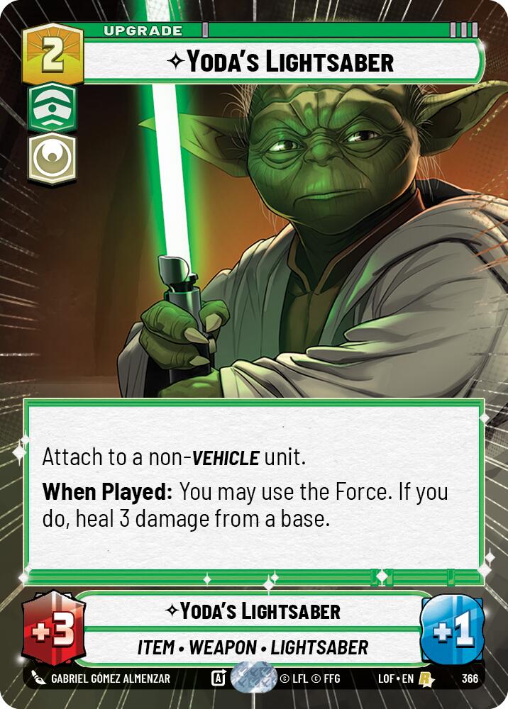 Yoda's Lightsaber (366) (Hyperspace) (366) [Legends of the Force] | Cards and Coasters CA