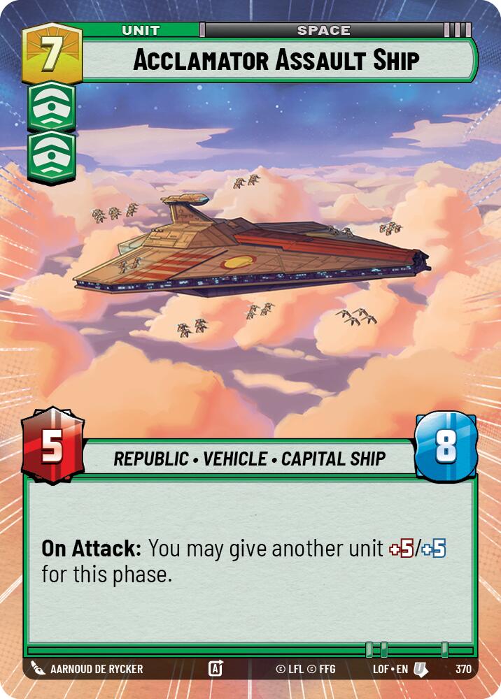 Acclamator Assault Ship (370) (Hyperspace) (370) [Legends of the Force] | Cards and Coasters CA
