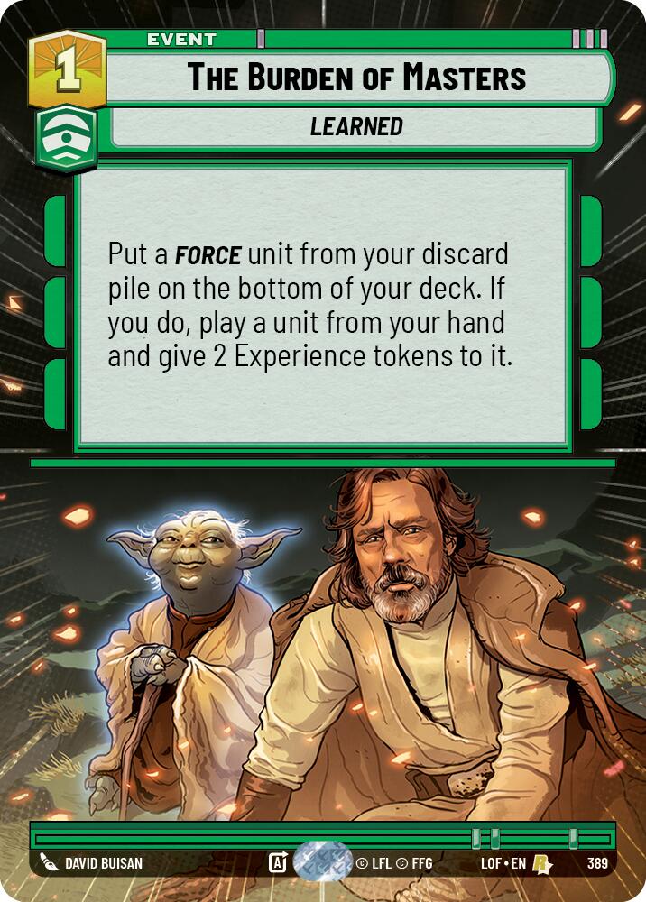 The Burden of Masters (389) (Hyperspace) (389) [Legends of the Force] | Cards and Coasters CA