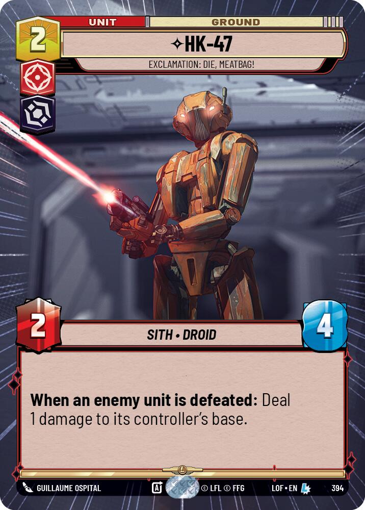 HK-47 - Exclamation: Die, Meatbag! (394) (Hyperspace) (394) [Legends of the Force] | Cards and Coasters CA