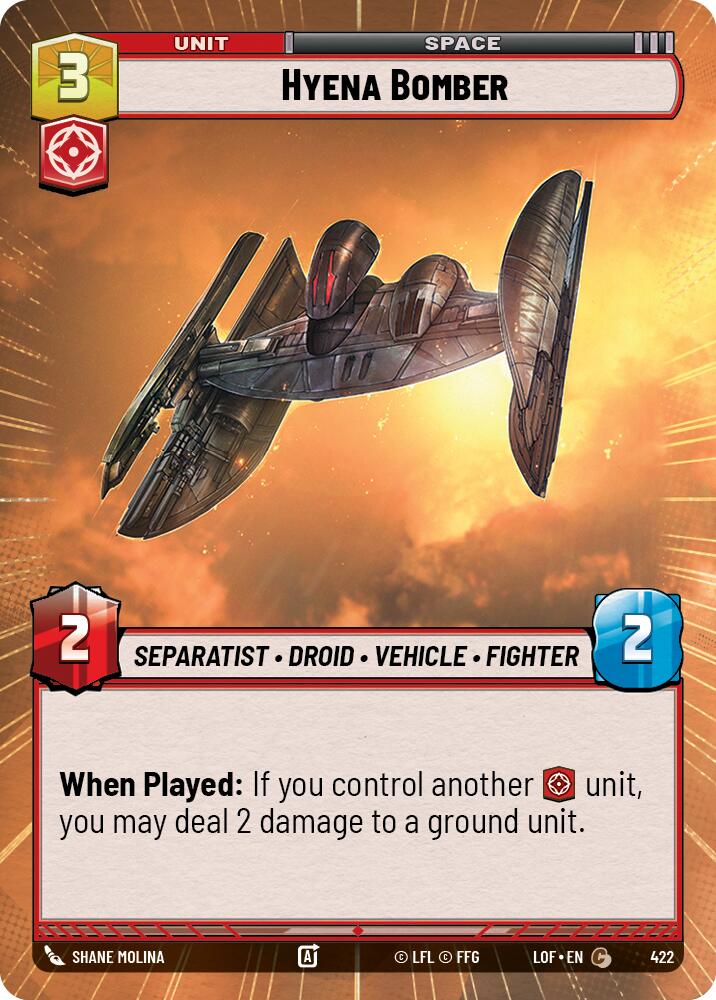 Hyena Bomber (422) (Hyperspace) (422) [Legends of the Force] | Cards and Coasters CA