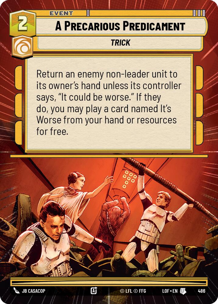 A Precarious Predicament (486) (Hyperspace) (486) [Legends of the Force] | Cards and Coasters CA