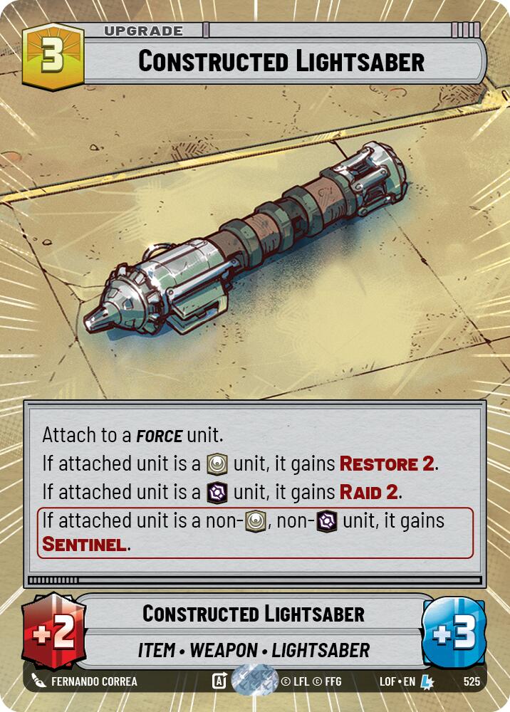 Constructed Lightsaber (525) (Hyperspace) (525) [Legends of the Force] | Cards and Coasters CA