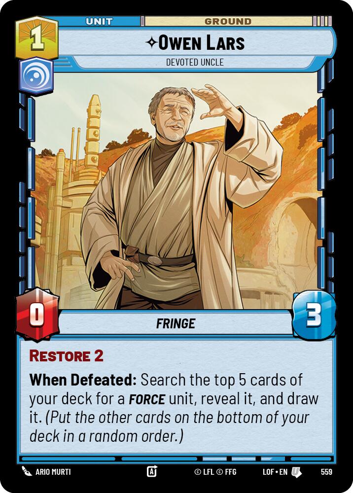 Owen Lars - Devoted Uncle (559) (Foil) (559) [Legends of the Force] | Cards and Coasters CA