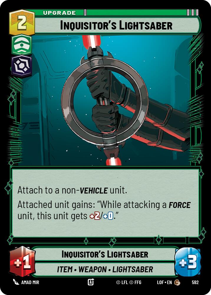 Inquisitor's Lightsaber (592) (Foil) (592) [Legends of the Force] | Cards and Coasters CA