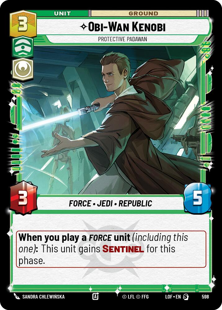 Obi-Wan Kenobi - Protective Padawan (598) (Foil) (598) [Legends of the Force] | Cards and Coasters CA