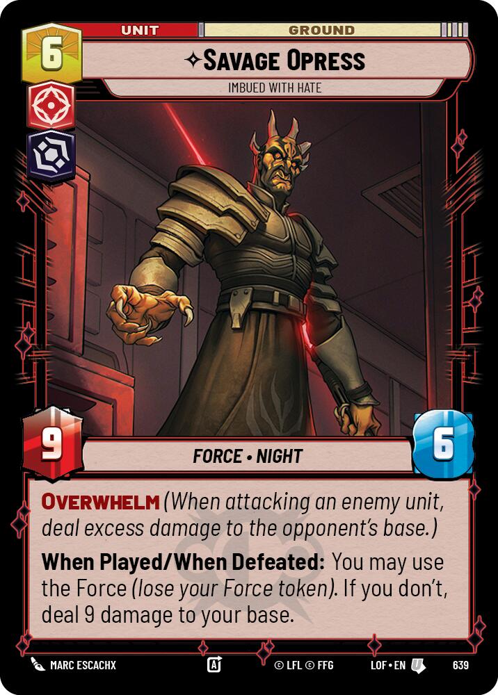 Savage Opress - Imbued With Hate (639) (Foil) (639) [Legends of the Force] | Cards and Coasters CA