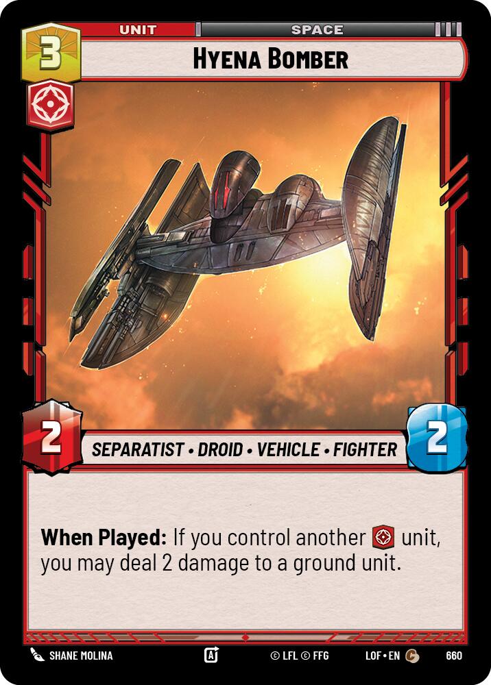 Hyena Bomber (660) (Foil) (660) [Legends of the Force] | Cards and Coasters CA