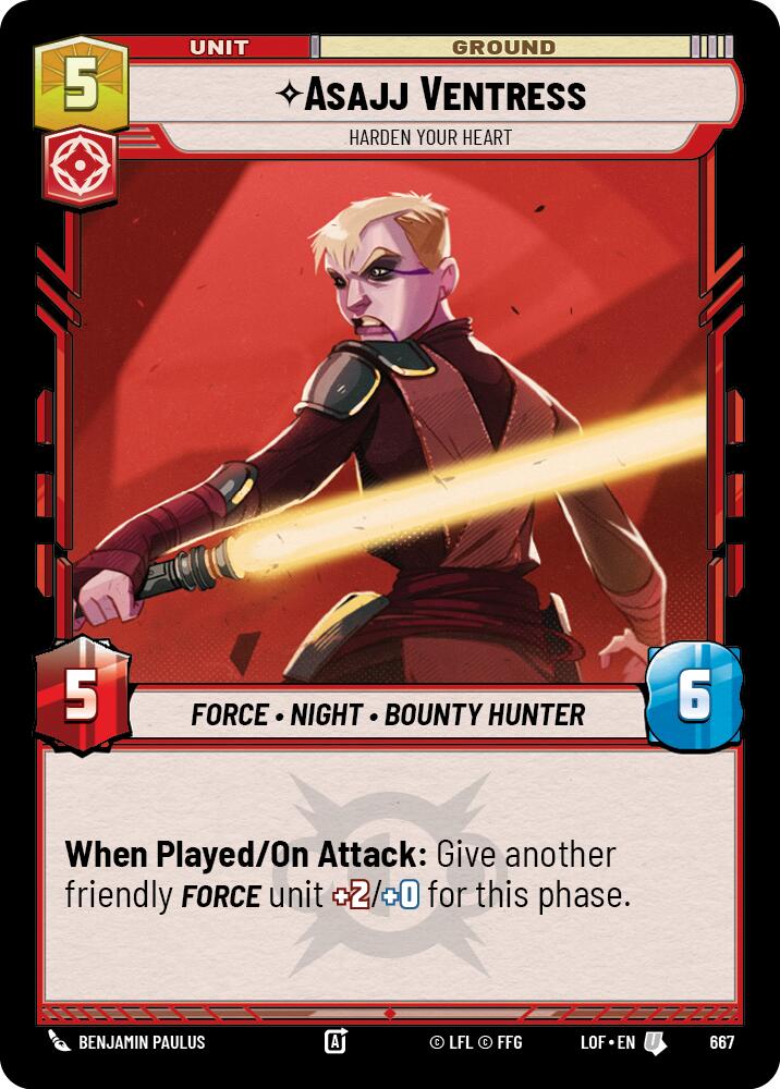 Asajj Ventress - Harden Your Heart (667) (Foil) (667) [Legends of the Force] | Cards and Coasters CA