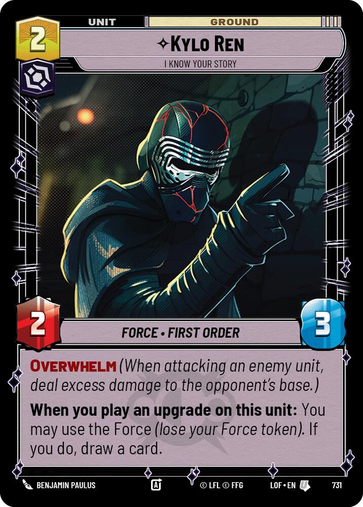 Kylo Ren - I Know Your Story (731) (Foil) (731) [Legends of the Force] | Cards and Coasters CA
