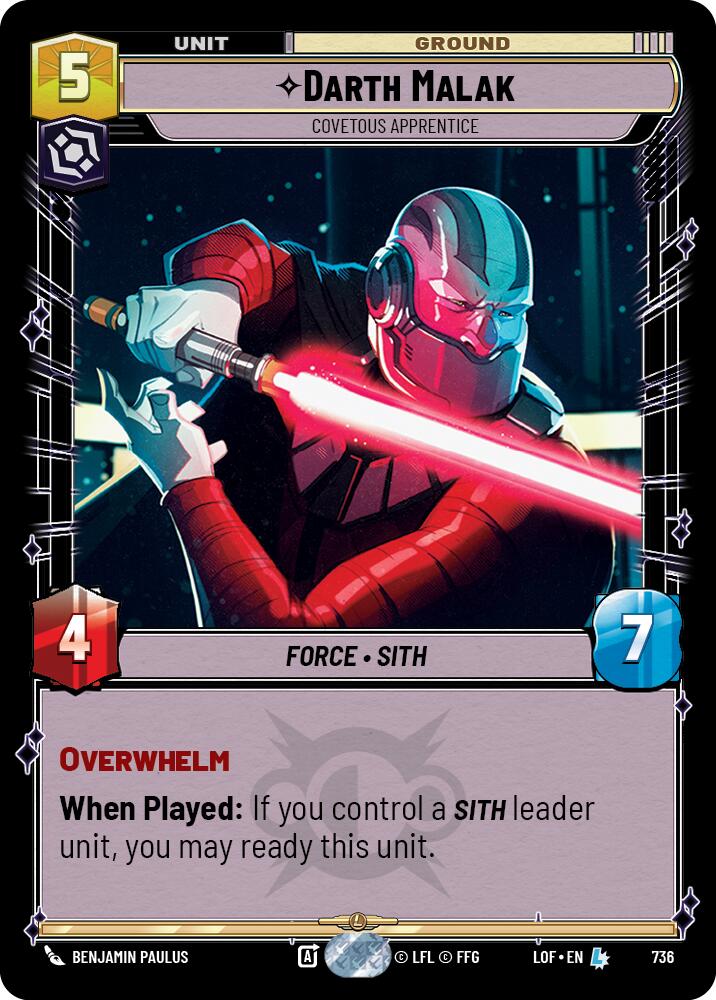 Darth Malak - Covetous Apprentice (736) (Foil) (736) [Legends of the Force] | Cards and Coasters CA