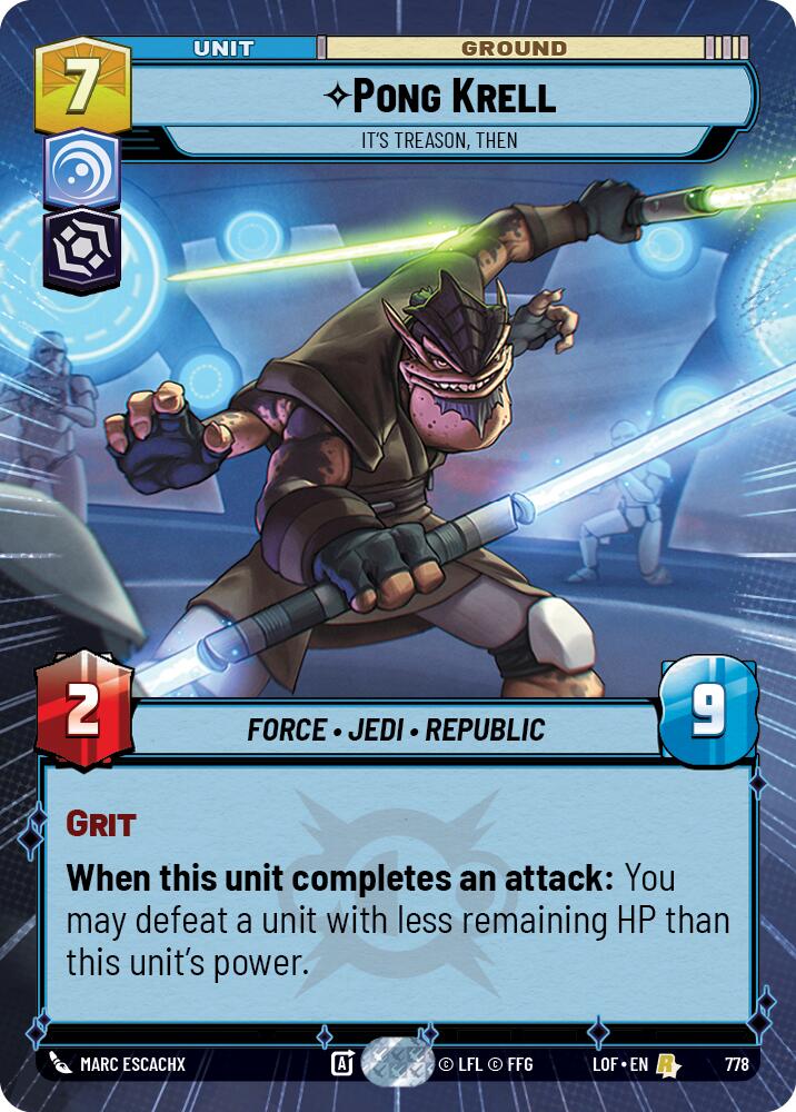 Pong Krell - It's Treason, Then (778) (Hyperspace Foil) (778) [Legends of the Force] | Cards and Coasters CA