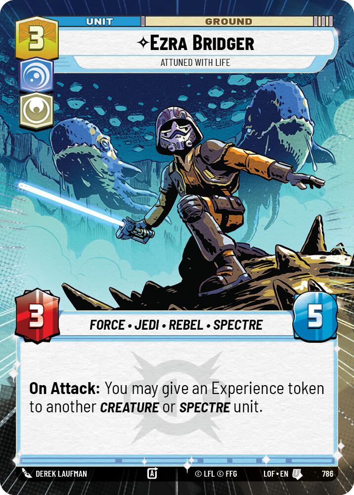 Ezra Bridger - Attuned With Life (786) (Hyperspace Foil) (786) [Legends of the Force] | Cards and Coasters CA