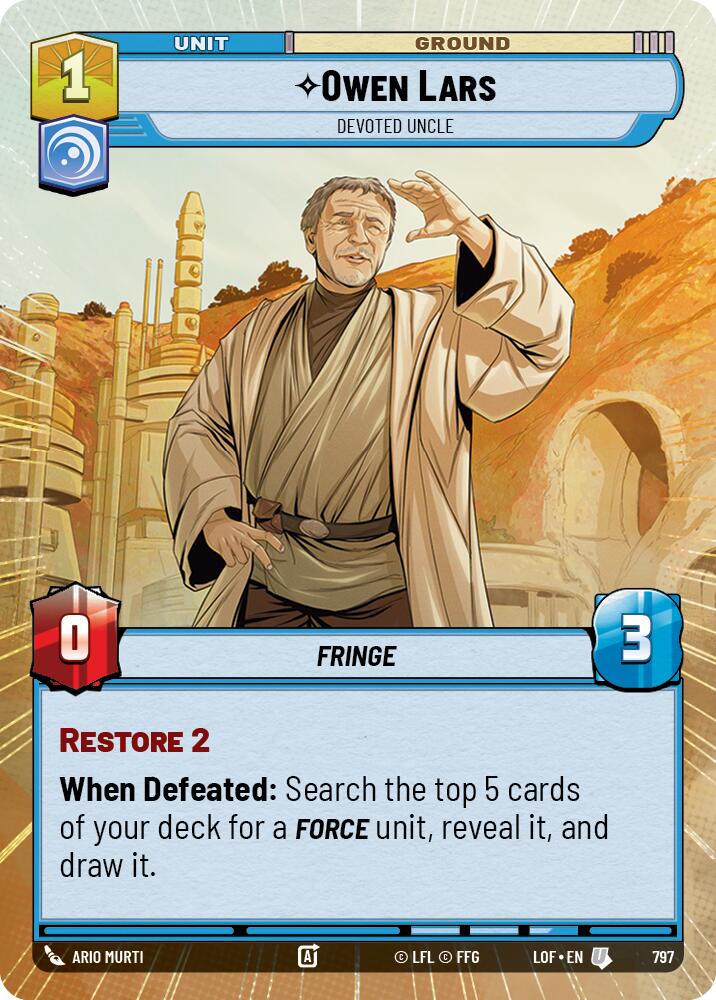 Owen Lars - Devoted Uncle (797) (Hyperspace Foil) (797) [Legends of the Force] | Cards and Coasters CA