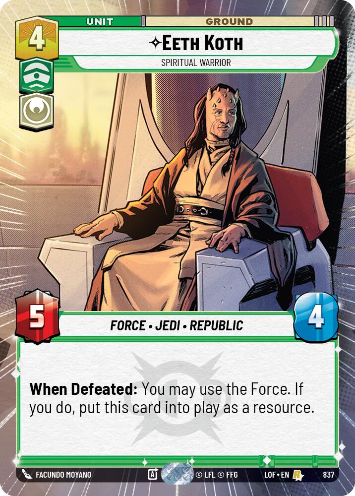 Eeth Koth - Spiritual Warrior (837) (Hyperspace Foil) (837) [Legends of the Force] | Cards and Coasters CA