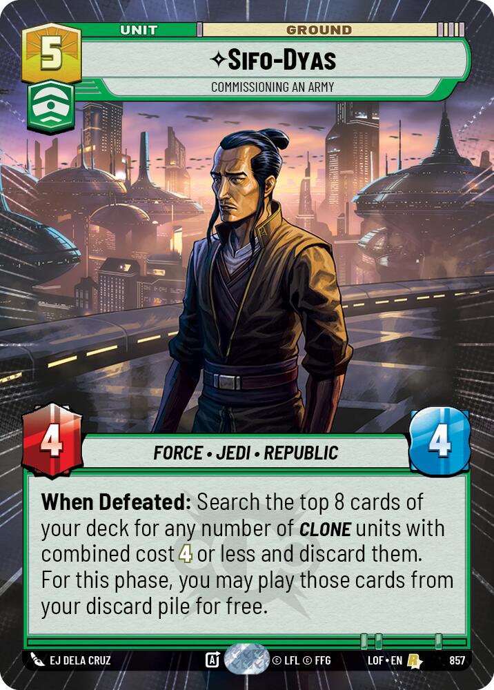 Sifo-Dyas - Commissioning An Army (857) (Hyperspace Foil) (857) [Legends of the Force] | Cards and Coasters CA
