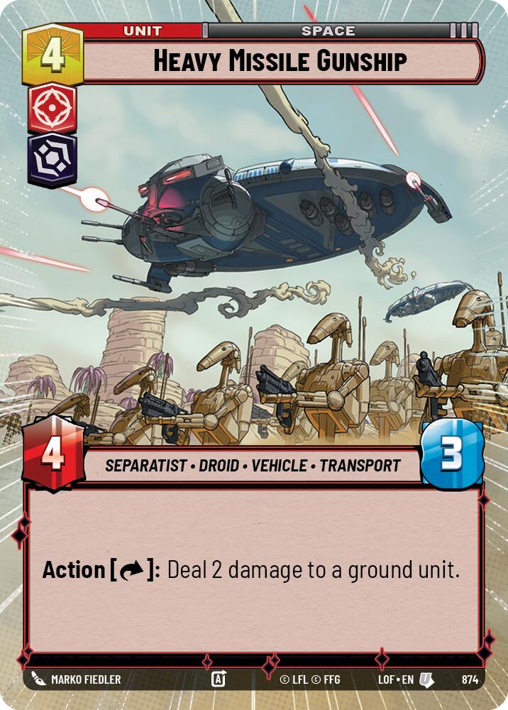 Heavy Missile Gunship (874) (Hyperspace Foil) (874) [Legends of the Force] | Cards and Coasters CA