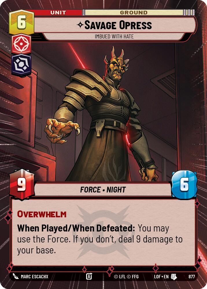 Savage Opress - Imbued With Hate (877) (Hyperspace Foil) (877) [Legends of the Force] | Cards and Coasters CA