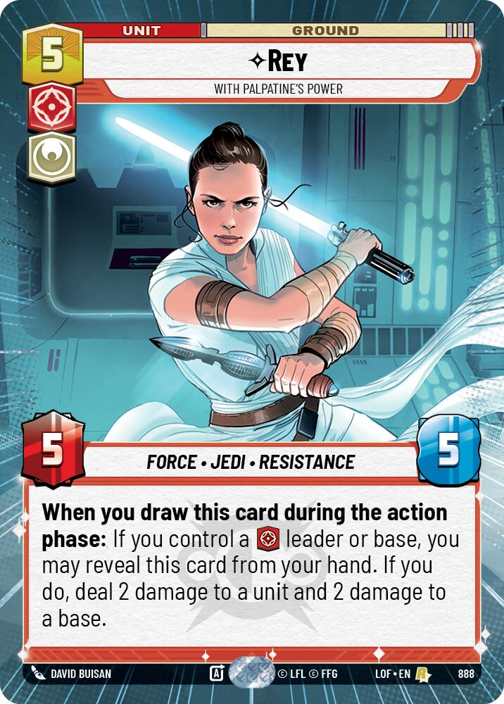 Rey - With Palpatine's Power (888) (Hyperspace Foil) (888) [Legends of the Force] | Cards and Coasters CA