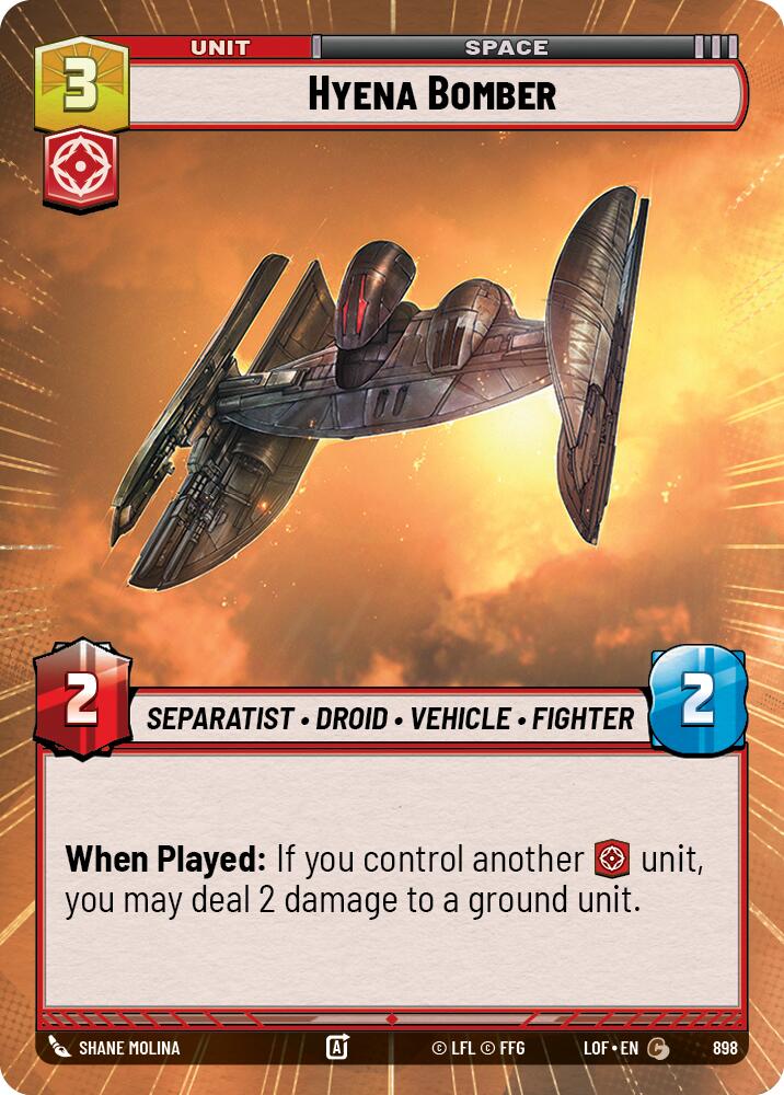 Hyena Bomber (898) (Hyperspace Foil) (898) [Legends of the Force] | Cards and Coasters CA