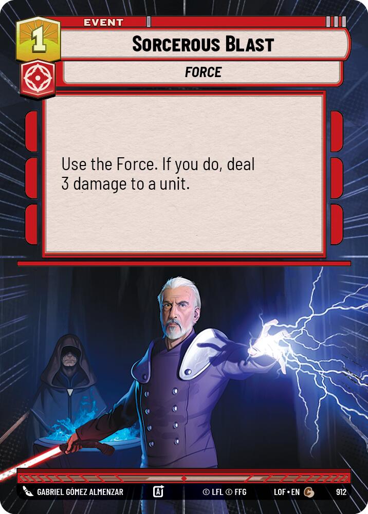 Sorcerous Blast (912) (Hyperspace Foil) (912) [Legends of the Force] | Cards and Coasters CA