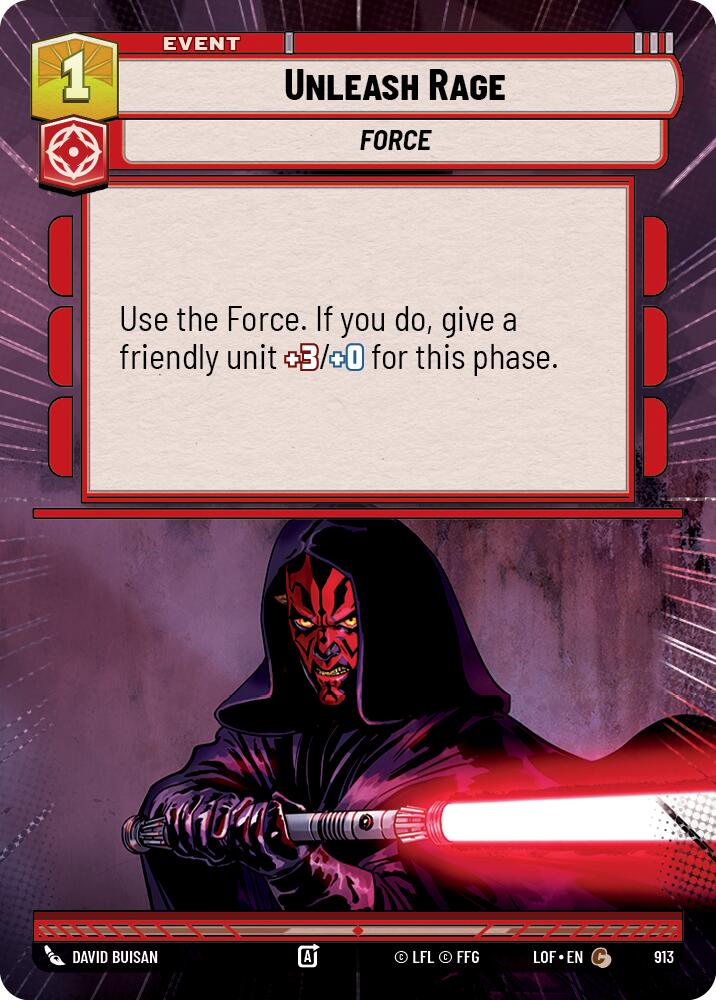 Unleash Rage (913) (Hyperspace Foil) (913) [Legends of the Force] | Cards and Coasters CA