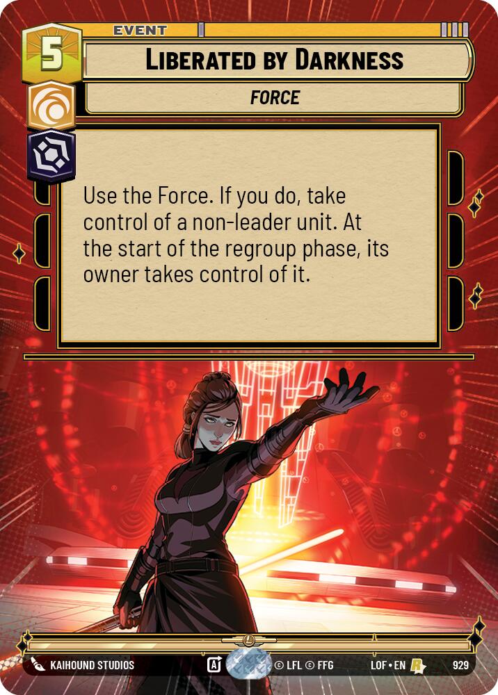 Liberated by Darkness (929) (Hyperspace Foil) (929) [Legends of the Force] | Cards and Coasters CA