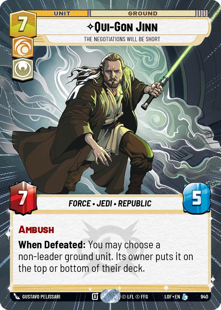 Qui-Gon Jinn - The Negotiations Will Be Short (940) (Hyperspace Foil) (940) [Legends of the Force] | Cards and Coasters CA
