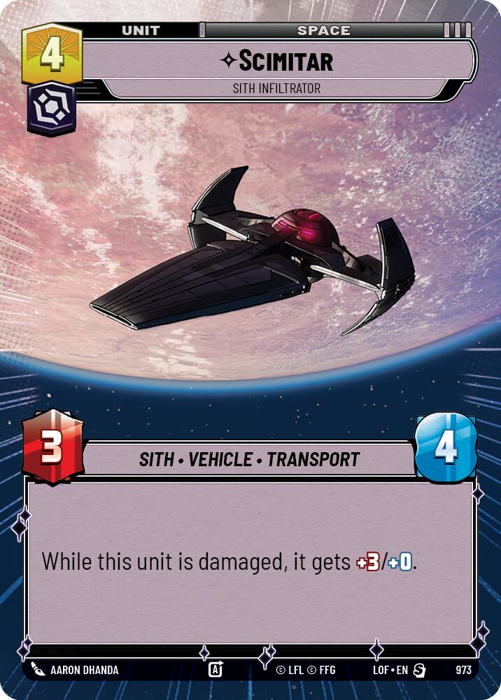 Scimitar - Sith Infiltrator (973) (Hyperspace Foil) (973) [Legends of the Force] | Cards and Coasters CA