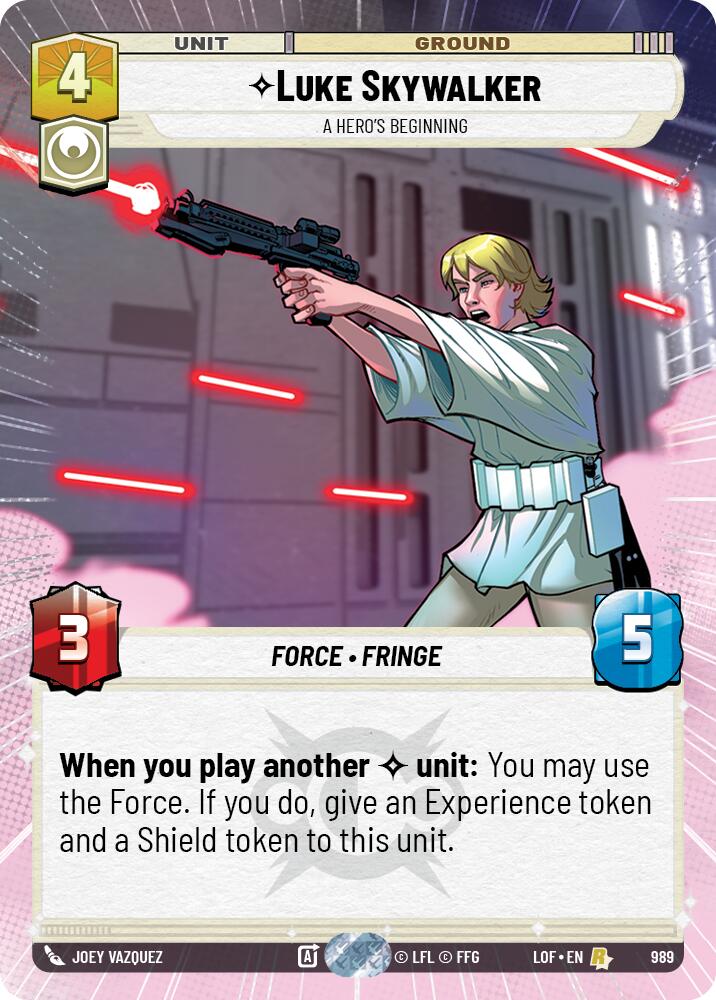 Luke Skywalker - A Hero's Beginning (989) (Hyperspace Foil) (989) [Legends of the Force] | Cards and Coasters CA