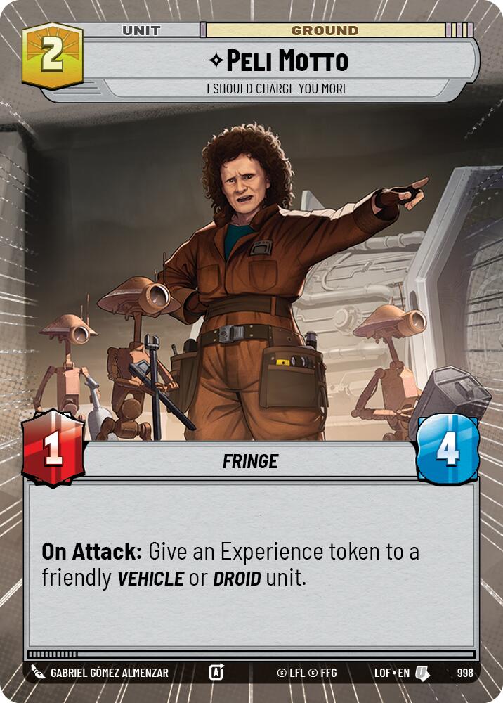 Peli Motto - I Should Charge You More (998) (Hyperspace Foil) (998) [Legends of the Force] | Cards and Coasters CA
