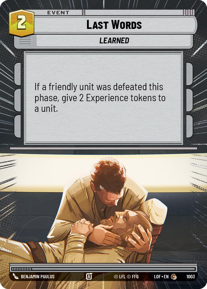Last Words (1003) (Hyperspace Foil) (1003) [Legends of the Force] | Cards and Coasters CA