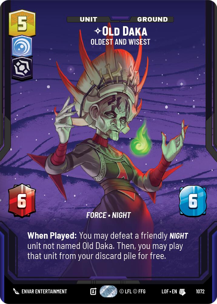 Old Daka - Oldest and Wisest (1072) (Prestige Foil) (1072) [Legends of the Force] | Cards and Coasters CA