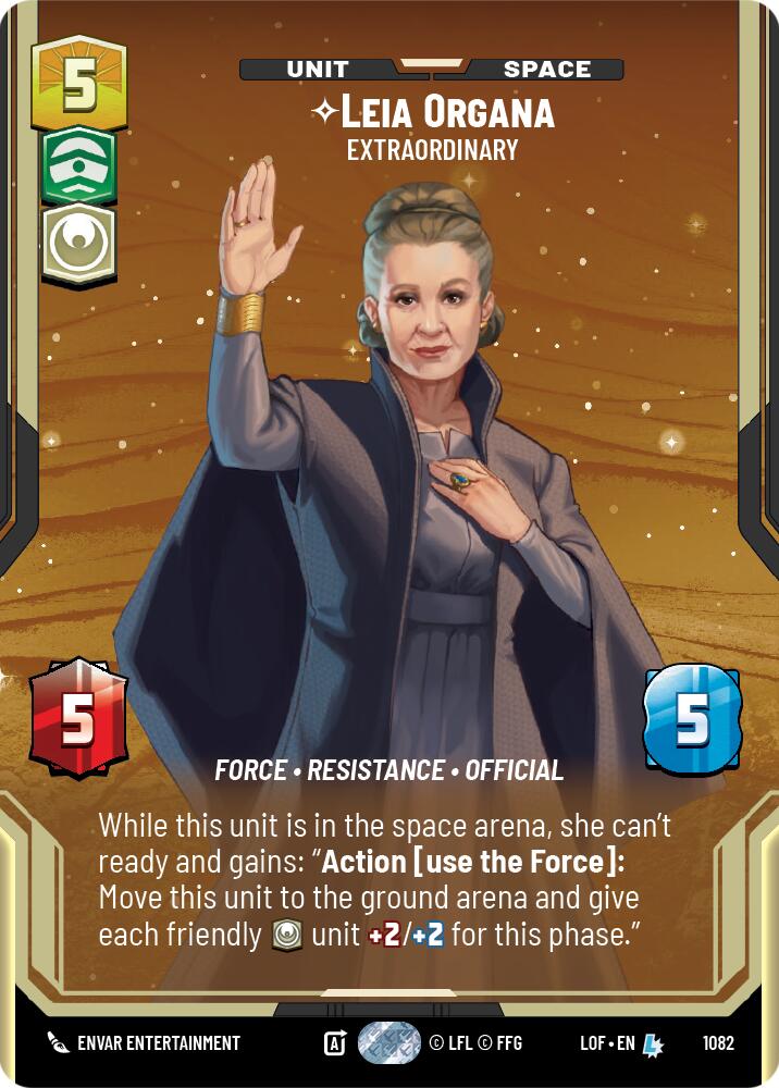 Leia Organa - Extraordinary (1082) (Prestige Foil) (1082) [Legends of the Force] | Cards and Coasters CA
