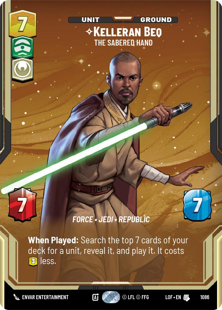 Kelleran Beq - The Sabered Hand (1086) (Prestige Foil) (1086) [Legends of the Force] | Cards and Coasters CA
