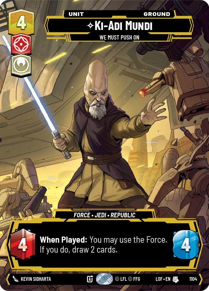 Ki-Adi-Mundi - We Must Push On (1104) (Prestige Foil) (1104) [Legends of the Force] | Cards and Coasters CA