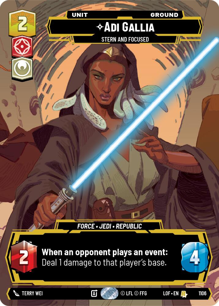 Adi Gallia - Stern and Focused (1106) (Prestige Foil) (1106) [Legends of the Force] | Cards and Coasters CA