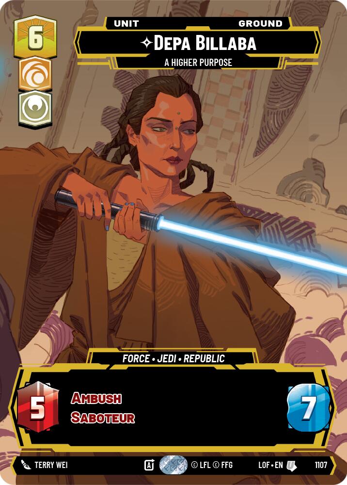 Depa Billaba - A Higher Purpose (1107) (Prestige Foil) (1107) [Legends of the Force] | Cards and Coasters CA