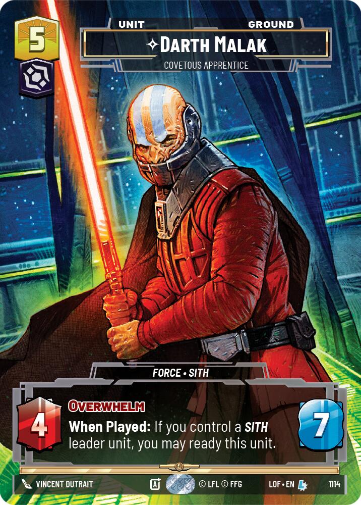 Darth Malak - Covetous Apprentice (1114) (Prestige Foil) (1114) [Legends of the Force] | Cards and Coasters CA