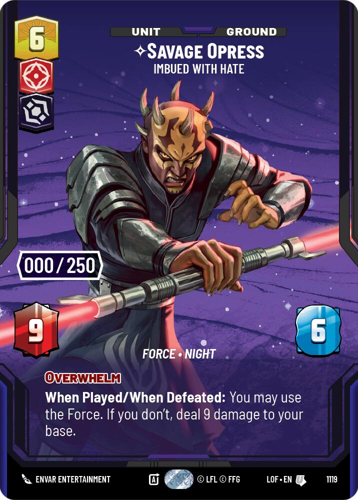 Savage Opress - Imbued With Hate (1119) (Serialized) (1119) [Legends of the Force] | Cards and Coasters CA