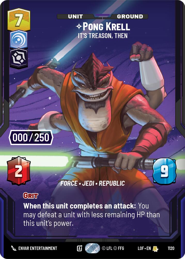 Pong Krell - It's Treason, Then (1120) (Serialized) (1120) [Legends of the Force] | Cards and Coasters CA