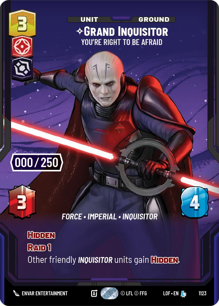 Grand Inquisitor - You're Right to Be Afraid (1123) (Serialized) (1123) [Legends of the Force] | Cards and Coasters CA
