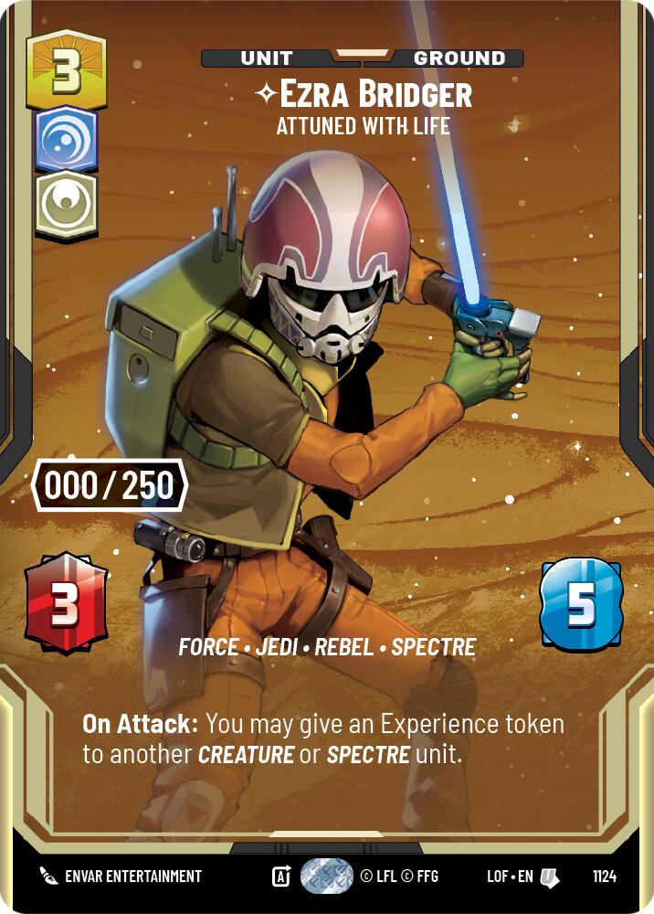 Ezra Bridger - Attuned With Life (1124) (Serialized) (1124) [Legends of the Force] | Cards and Coasters CA